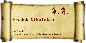 Hradek Nikoletta névjegykártya
